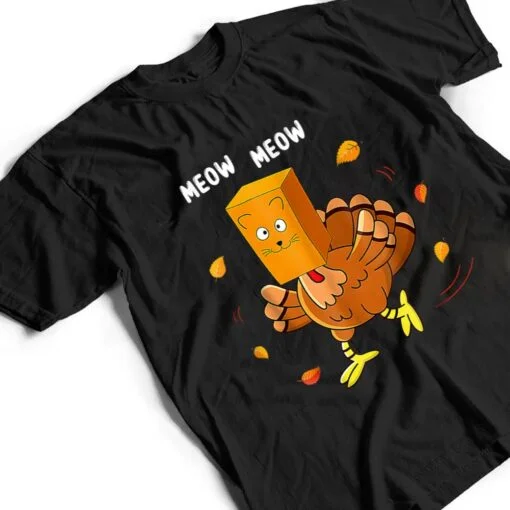 Funny Thanksgiving Turkey Fake Cat Meow Kitty Cats Lover T Shirt