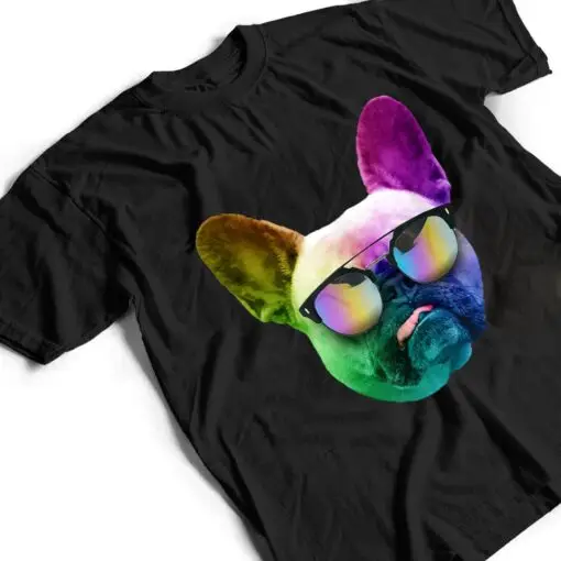 Funny Trippy Neon French Bulldog T Shirt