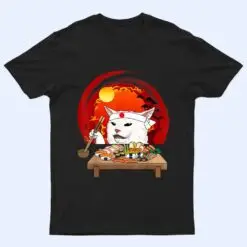 Funny White Cat Meme Eating Sushi Kawaii Sushi Cat T Shirt