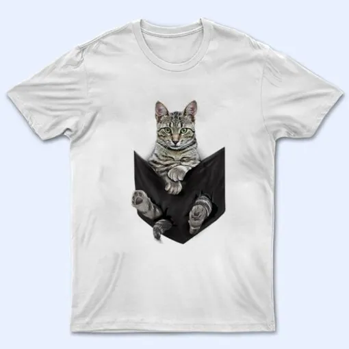 Furry Cute Cat Serious Face Pocket T Shirt