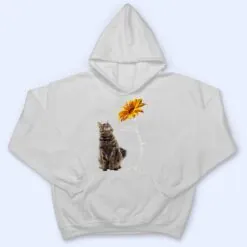 Furry Gray Cat Looking at the Sunflower T Shirt Furry Gray Cat Looking at the Sunflower T Shirt