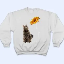 Furry Gray Cat Looking at the Sunflower T Shirt Furry Gray Cat Looking at the Sunflower T Shirt