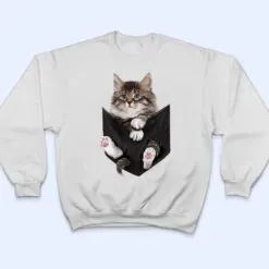 Furry Kitten Sad Face Cat Pocket T Shirt Furry Kitten Sad Face Cat Pocket T Shirt