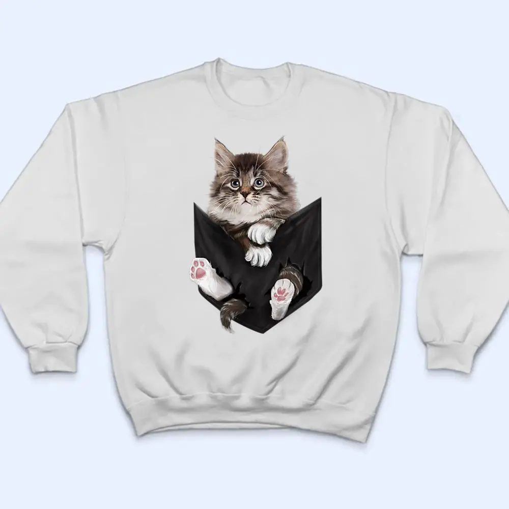 Furry-Kitten-Sad-Face-Cat-Pocket-T-Shirt-4 Furry Kitten Sad Face Cat Pocket T Shirt