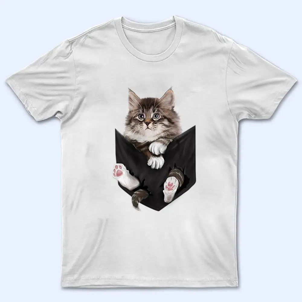 Furry Kitten Sad Face Cat Pocket T Shirt Furry Kitten Sad Face Cat Pocket T Shirt