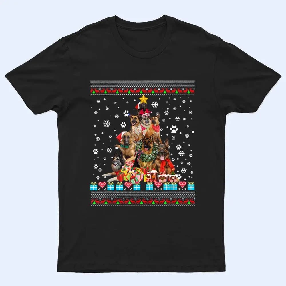 German Shepherd Dog Christmas Lights  Christmas Ver 1 T Shirt German Shepherd Dog Christmas Lights  Christmas Ver 1 T Shirt