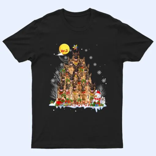 German Shepherd Dog Lover Matching Santa Christmas Tree T Shirt