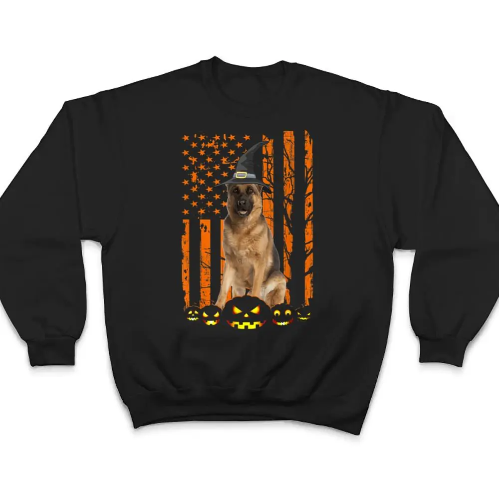 German-Shepherd-Dog-Pumpkin-American-Flag-Witch-Halloween-T-Shirt-4 German Shepherd Dog Pumpkin American Flag Witch Halloween T Shirt