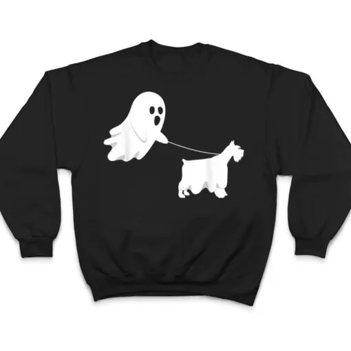 Ghost Miniature Schnauzer Funny Boo Halloween Costume Dog T Shirt