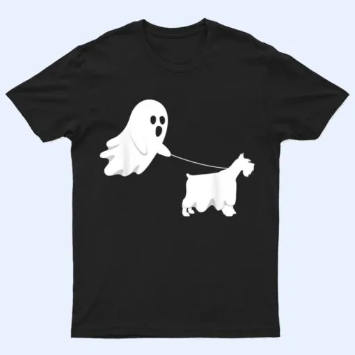 Ghost Miniature Schnauzer Funny Boo Halloween Costume Dog T Shirt