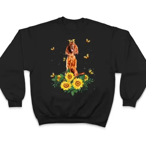 Girls Women Mom Irish Setter Dog Sunflower T Shirt