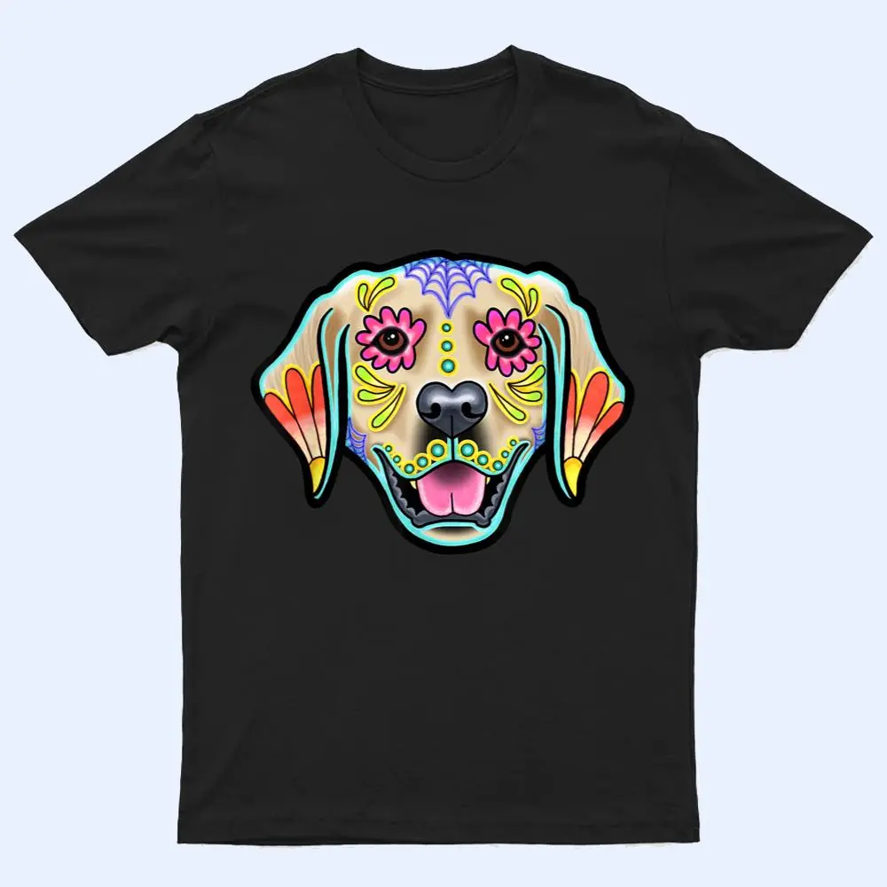 Golden Retriever - Day of the Dead Sugar Skull Dog T Shirt Golden Retriever - Day of the Dead Sugar Skull Dog T Shirt
