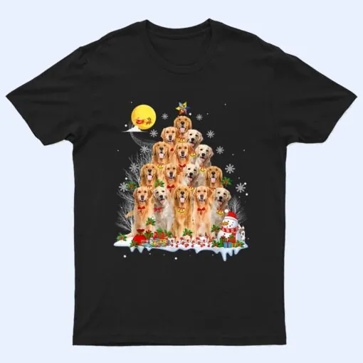 Golden Retriever Dog Lover Matching Santa Christmas Tree T Shirt