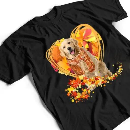 Golden Retriever Love Autumn Heart Thanksgiving Dog Lover T Shirt