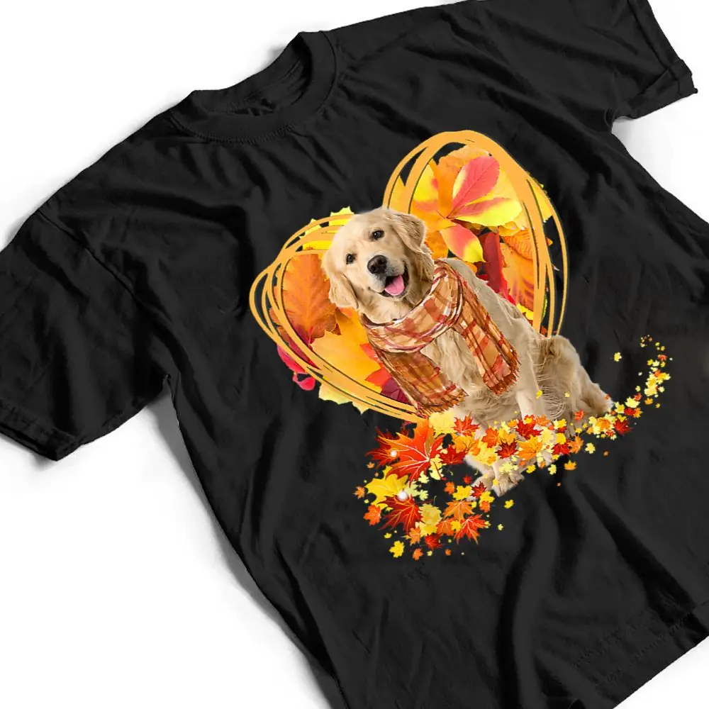 Golden Retriever Love Autumn Heart Thanksgiving Dog Lover T Shirt