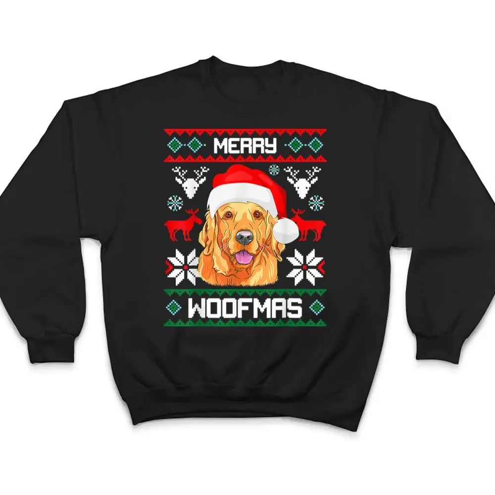 Golden-Retriever-Merry-Woofmas-Swea-Dog-Christmas-PJs-T-Shirt-4 Golden Retriever Merry Woofmas Swea Dog Christmas PJ's T Shirt