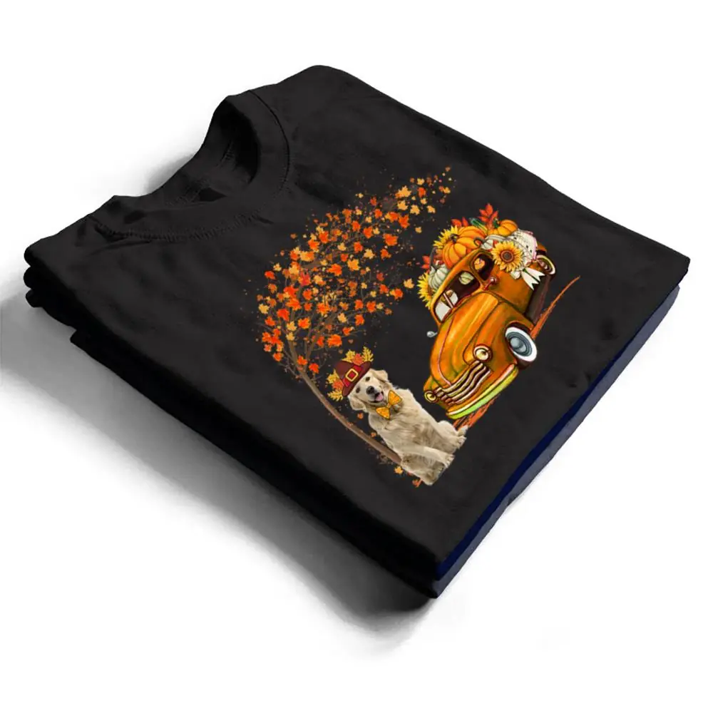 Golden-Retriever-Wearing-Hat-Fall-Tree-Pickup-Truck-Pumpkins-T-Shirt-1 Golden Retriever Wearing Hat Fall Tree Pickup Truck Pumpkins T Shirt