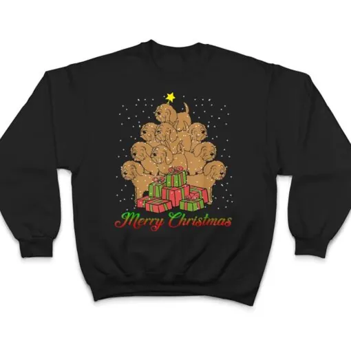 Goldendoodle Dog Lover Matching Santa Christmas Tree T Shirt