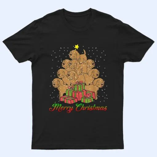 Goldendoodle Dog Lover Matching Santa Christmas Tree T Shirt