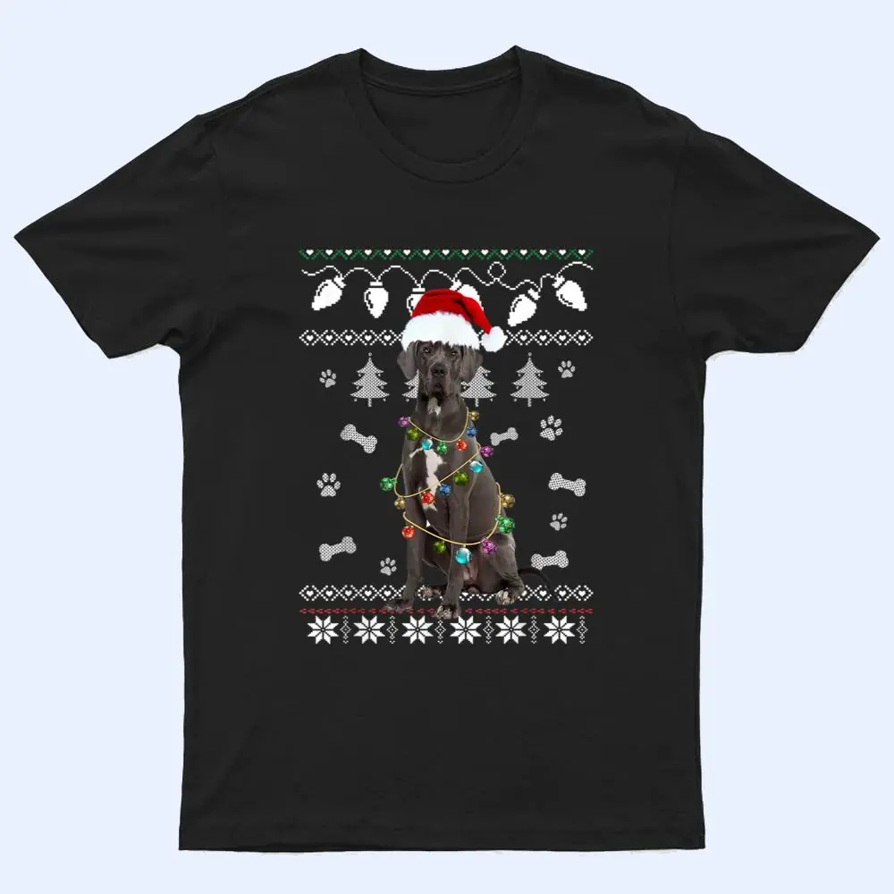 Great Dane Christmas Dog Light Ugly T Shirt Great Dane Christmas Dog Light Ugly T Shirt