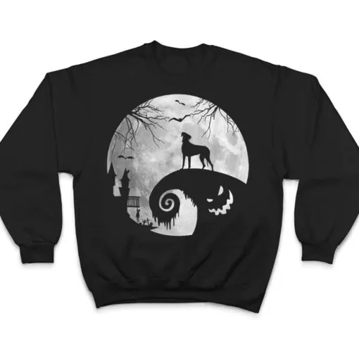 Great Dane Dog And Moon Halloween Costume Dog Lover Funny T Shirt