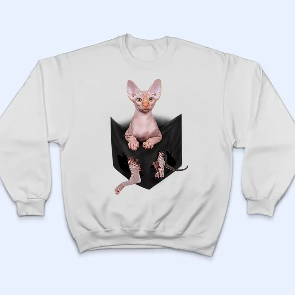 Hairless Cat Cute Sphynx Pocket T Shirt