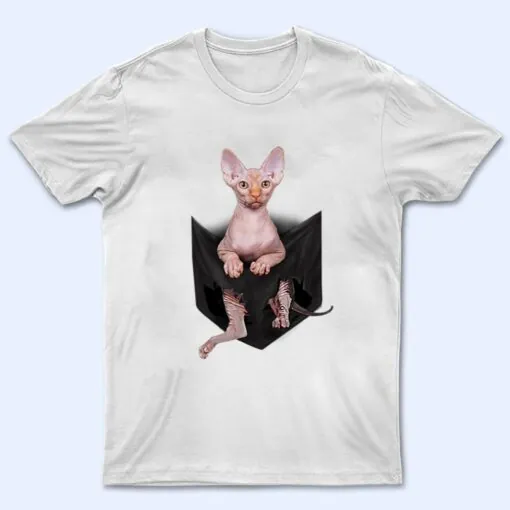 Hairless Cat Cute Sphynx Pocket T Shirt