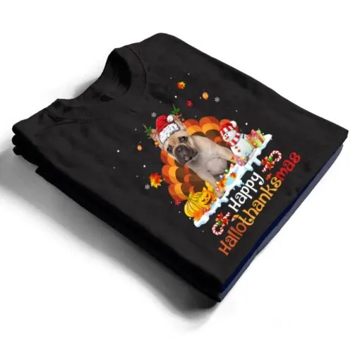 HalloThanksMas Halloween Thanksgiving Christmas Bulldog Ver 1 T Shirt