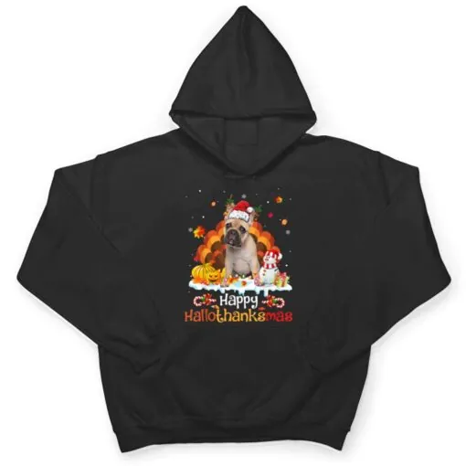 HalloThanksMas Halloween Thanksgiving Christmas Bulldog Ver 1 T Shirt