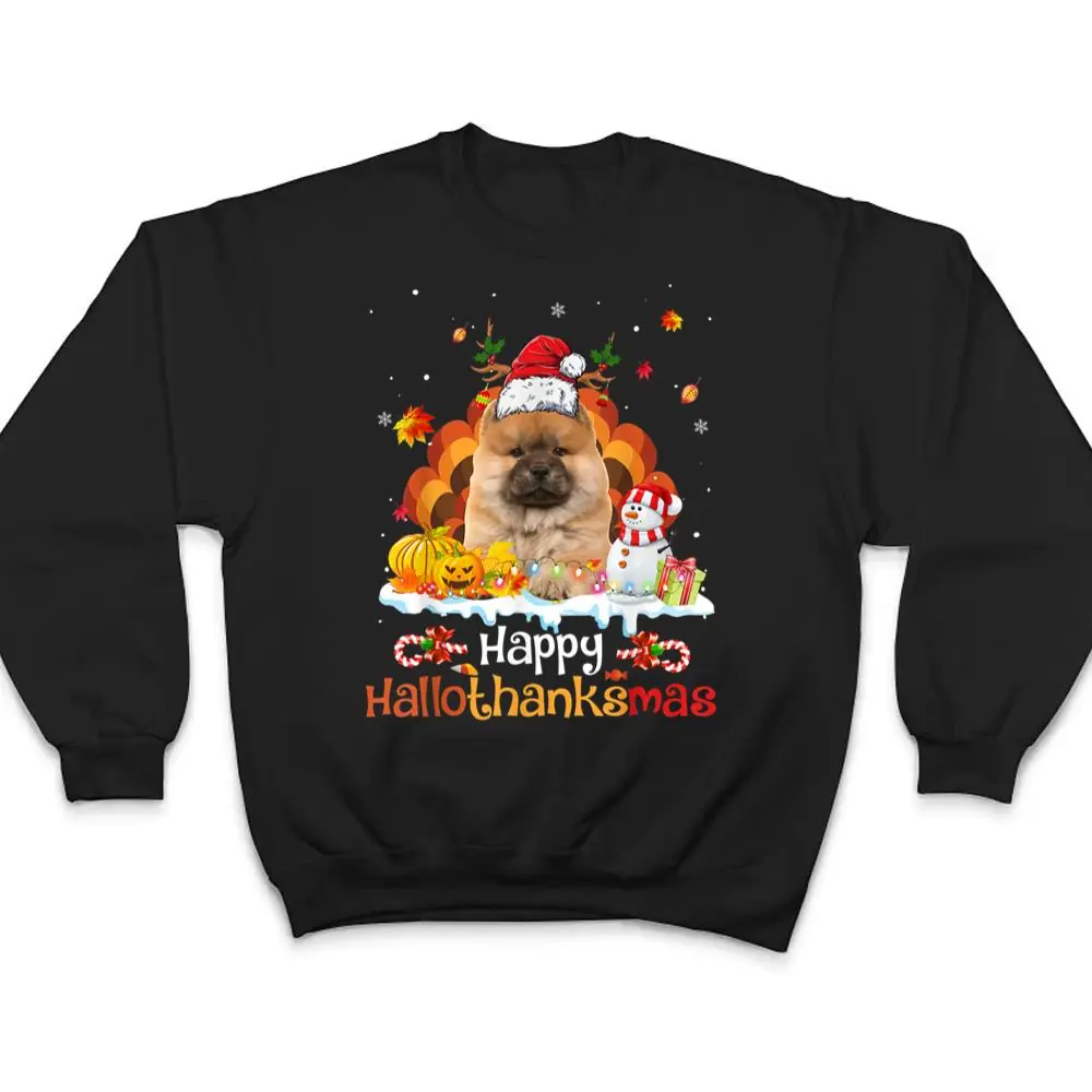 HalloThanksMas-Halloween-Thanksgiving-Christmas-Chowchow-Dog-T-Shirt-4 HalloThanksMas Halloween Thanksgiving Christmas Chowchow Dog T Shirt