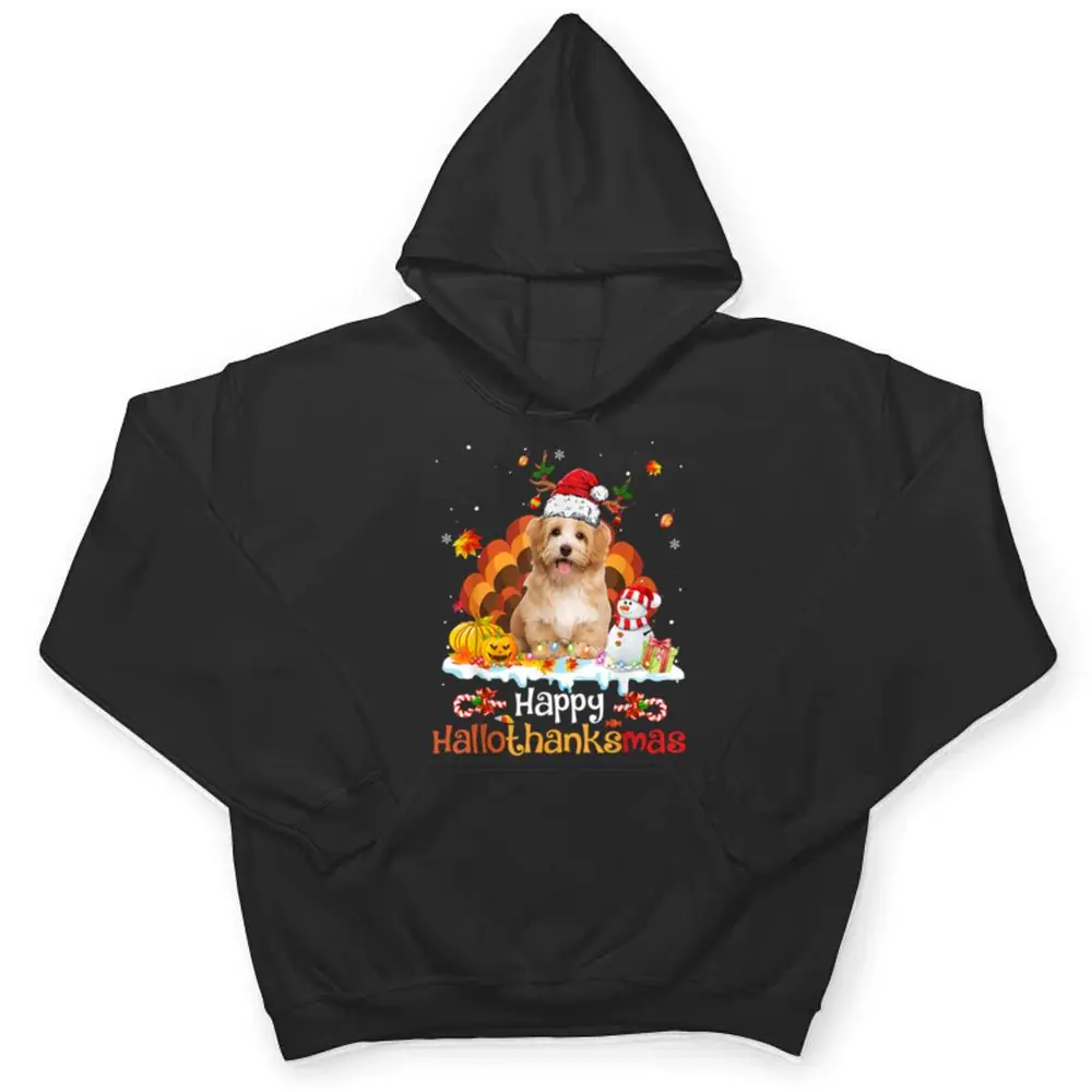 HalloThanksMas-Halloween-Thanksgiving-Christmas-Havanese-Dog-T-Shirt-3 HalloThanksMas Halloween Thanksgiving Christmas Havanese Dog T Shirt
