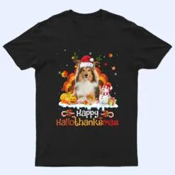 HalloThanksMas Halloween Thanksgiving Christmas Sheepdog Ver 1 T Shirt