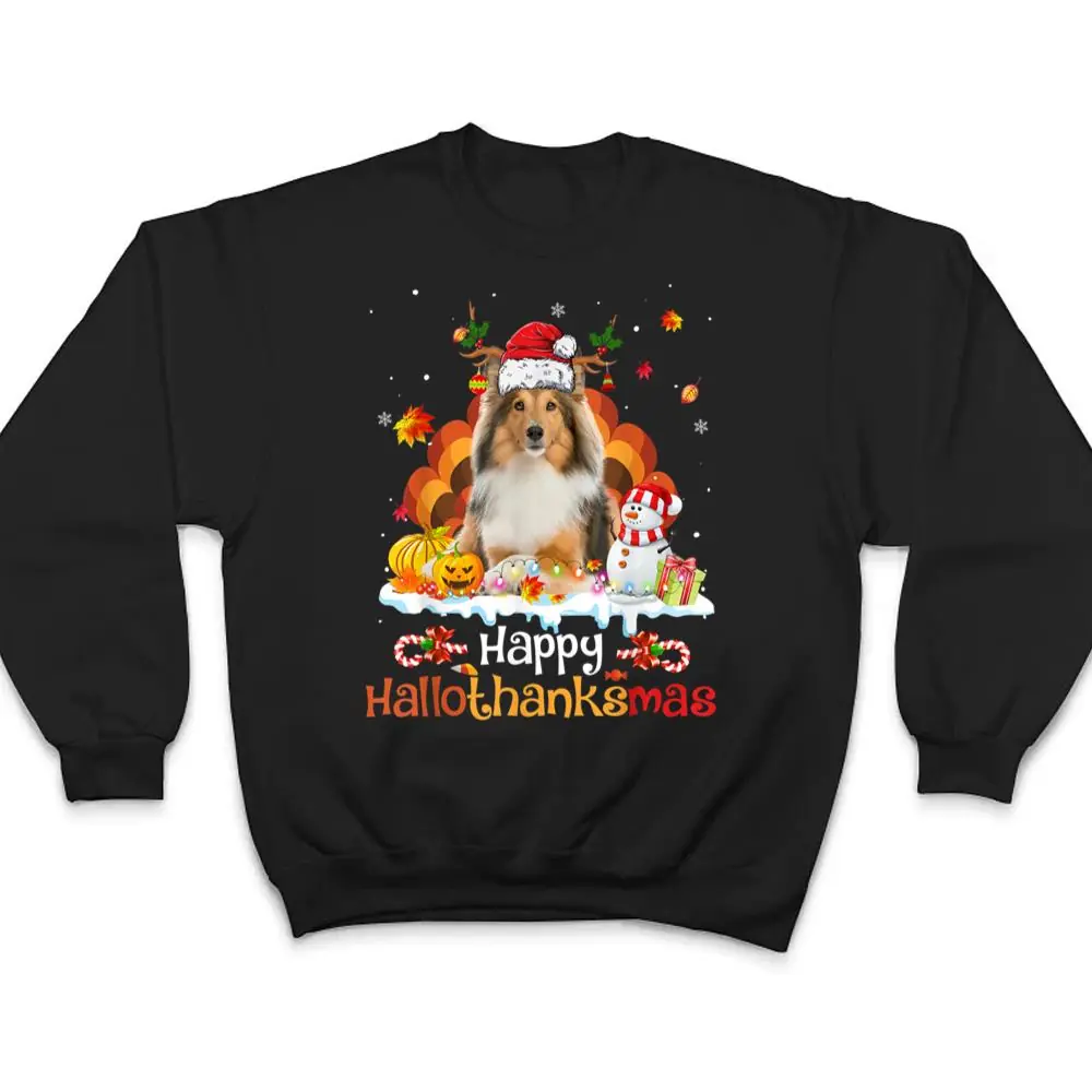 HalloThanksMas-Halloween-Thanksgiving-Christmas-Sheepdog-Ver-1-T-Shirt-4 HalloThanksMas Halloween Thanksgiving Christmas Sheepdog Ver 1 T Shirt