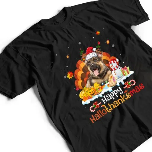 HalloThanksMas Halloween Thanksgiving Christmas Sheepdog Ver 2 T Shirt