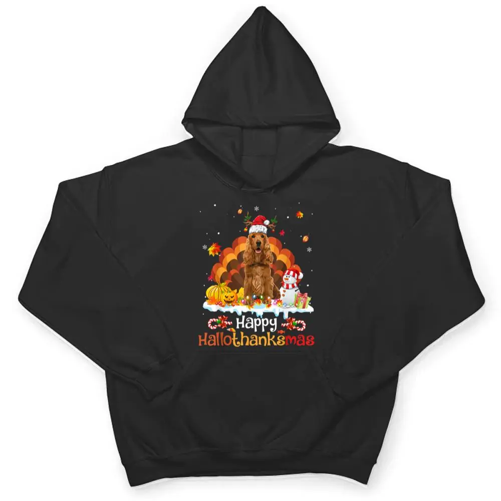 HalloThanksMas-Halloween-Thanksgiving-Christmas-Spaniel-Dog-T-Shirt-3 HalloThanksMas Halloween Thanksgiving Christmas Spaniel Dog T Shirt
