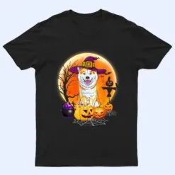 Halloween Akita Dog Moon With Pumpkin Funny Gifts T Shirt