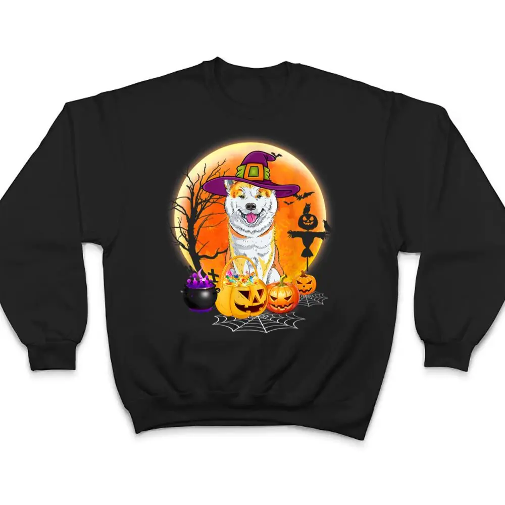 Halloween-Akita-Dog-Moon-With-Pumpkin-Funny-Gifts-T-Shirt-4 Halloween Akita Dog Moon With Pumpkin Funny Gifts T Shirt