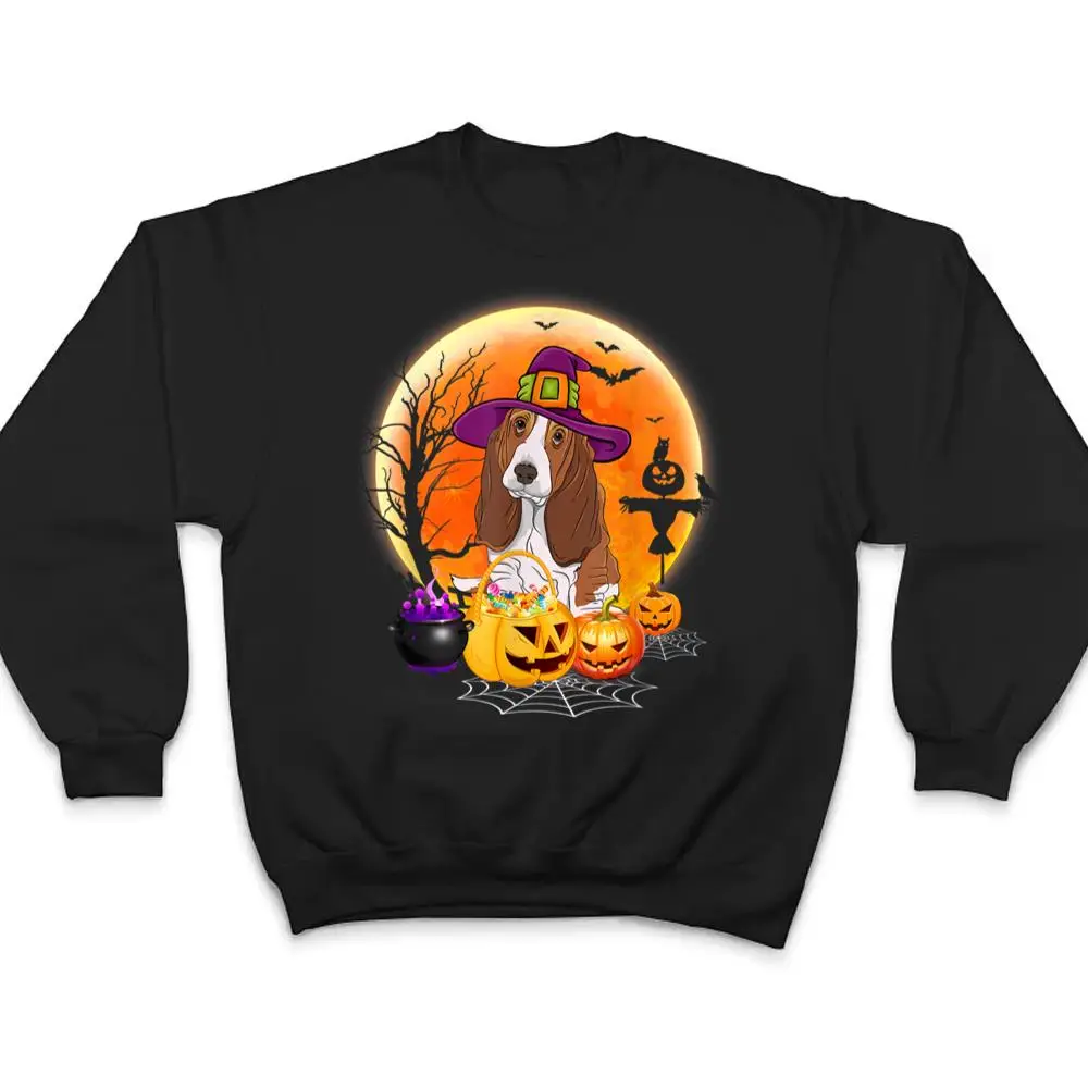 Halloween-Basset-Hound-Dog-Moon-With-Pumpkin-Funny-Gifts-T-Shirt-4 Halloween Basset Hound Dog Moon With Pumpkin Funny Gifts T Shirt