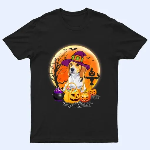 Halloween Beagle Dog Moon With Pumpkin T Shirt