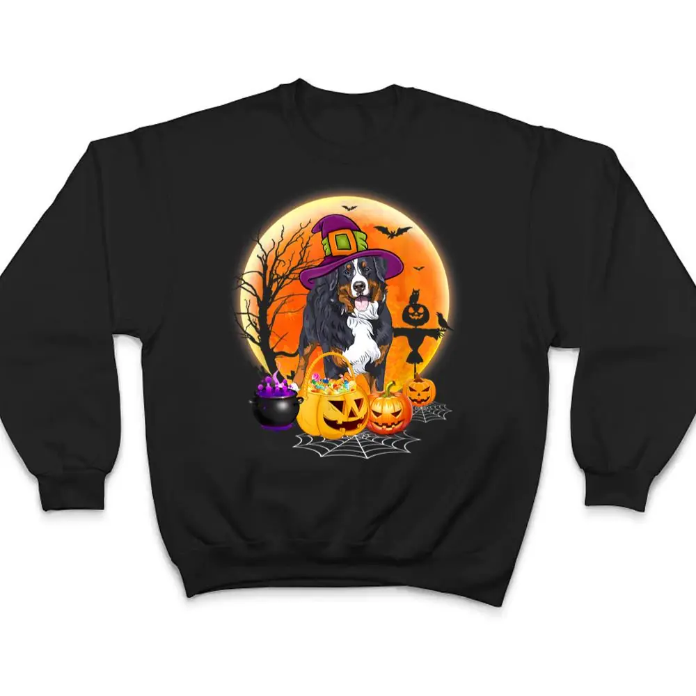 Halloween Bernese Mountain Dog Moon With Pumpkin Funny Gifts T Shirt