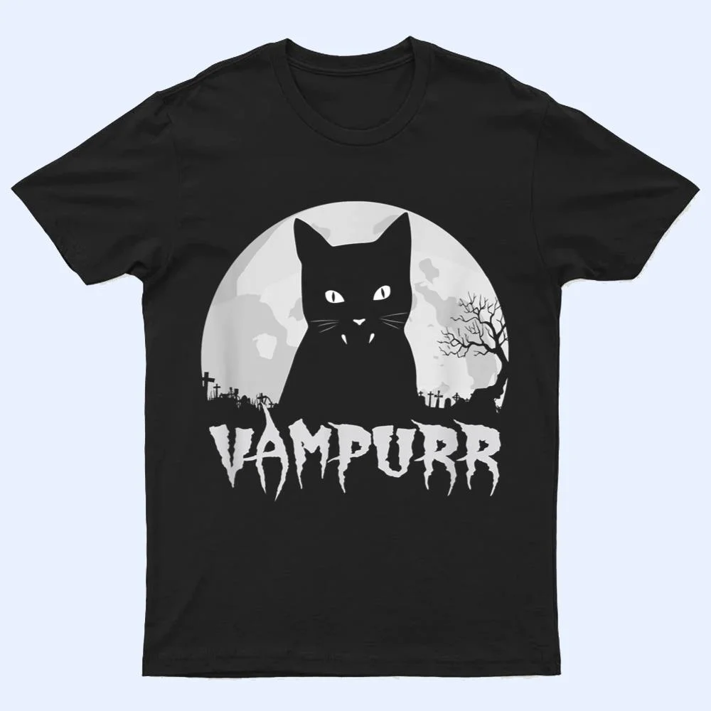 Halloween Black Cat Vampire With Full Moon - Vampurr Pun T Shirt Halloween Black Cat Vampire With Full Moon - Vampurr Pun T Shirt