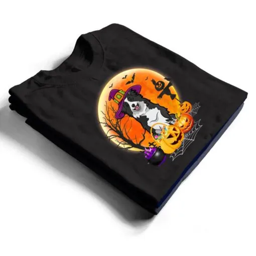 Halloween Border Collie Dog Moon With Pumpkin Funny Gifts T Shirt