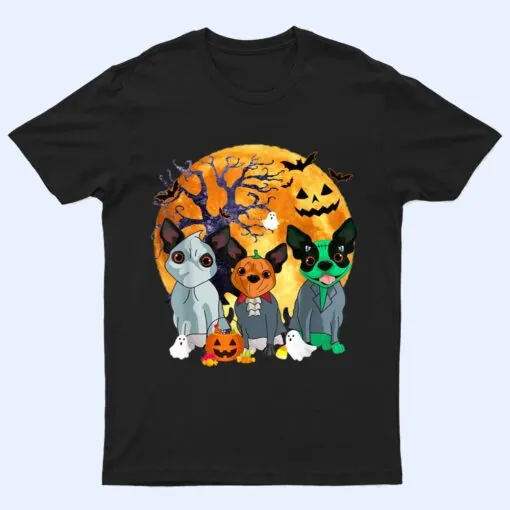 Halloween Boston Terrier Dog Zombie Jack O Lantern Pumpkin T Shirt