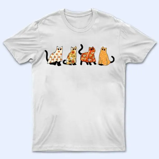 Halloween Cat Treat Or Treating Pajamas Ghost Halloween T Shirt