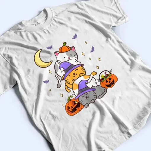 Halloween Cats Anime Cat Kawaii Neko Pumpkin Cat Lover Witch T Shirt