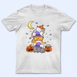 Halloween Cats Anime Cat Kawaii Neko Pumpkin Cat Lover Witch T Shirt