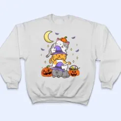 Halloween Cats Anime Cat Kawaii Neko Pumpkin Cat Lover Witch T Shirt