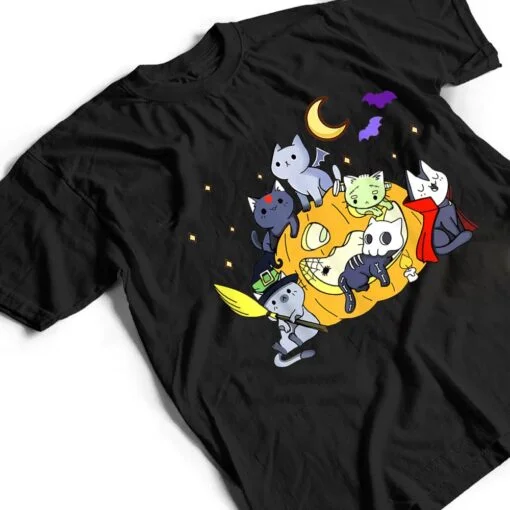 Halloween Cats Anime Cat Kawaii Neko Pumpkin Cat Lover Witch Ver 2 T Shirt