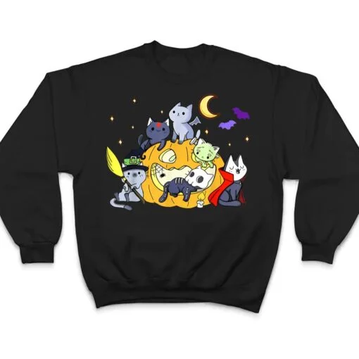 Halloween Cats Anime Cat Kawaii Neko Pumpkin Cat Lover Witch Ver 2 T Shirt