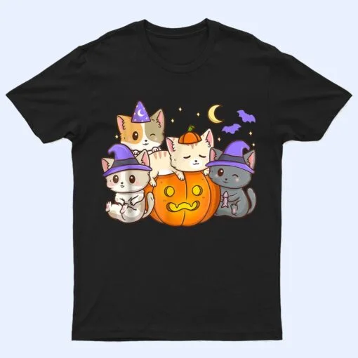 Halloween Cats Anime Cat Kawaii Neko Pumpkin Cat Lover Witch Ver 4 T Shirt